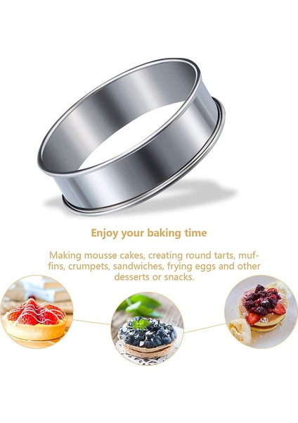 6 Parça Ingiliz Muffin Yüzükler, Muffin Tart Yüzükler Çift Haddelenmiş Tart Yüzük Paslanmaz Çelik Crumpet Yüzükler Kek Kalıbı (Yurt Dışından) indirimleri