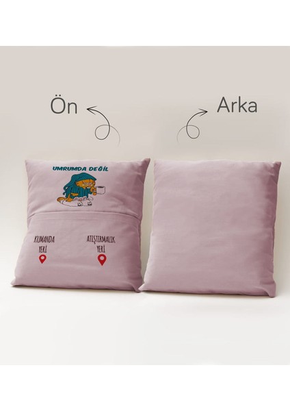 Eğlenceli Tasarımlı Organizer Kumanda ve Atıştırmalık Cepli Pembe Kırlent Yastık- 6, Ev Dekoru, modelleri