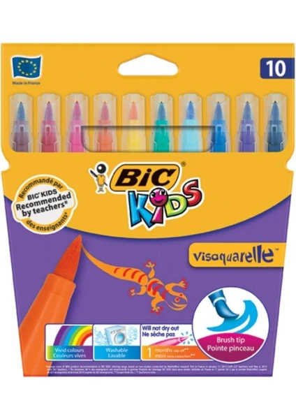 BIC Kids Visaquarelle Fırça Uçlu Keçeli Boya Kalemi 10 Renk