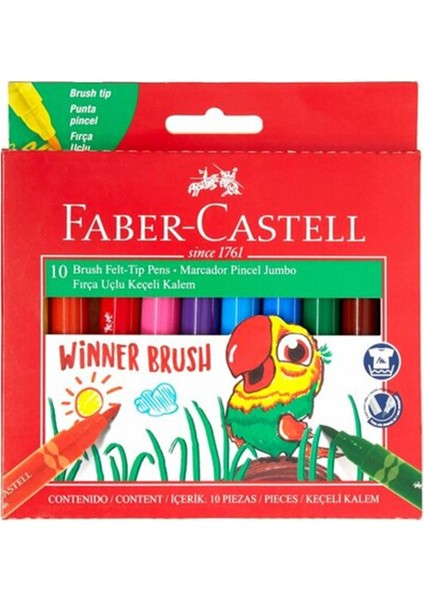 Faber Castell Winner Brush Fırça Uçlu Jumbo Keçeli Kalem 10 Renk