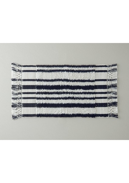 Bohem Line Pamuk Saçaklı Banyo Paspası 50X80 cm Siyah - Beyaz