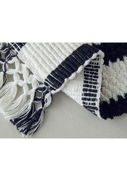 Bohem Line Pamuk Saçaklı Banyo Paspası 50X80 cm Siyah - Beyaz fiyatları