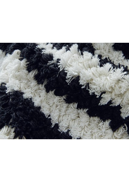 Bohem Line Pamuk Saçaklı Banyo Paspası 50X80 cm Siyah - Beyaz modelleri