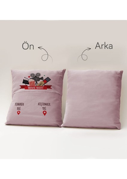 Eğlenceli Tasarımlı Organizer Kumanda ve Atıştırmalık Cepli Pembe Kırlent Yastık- 12, Ev Dekoru, modelleri
