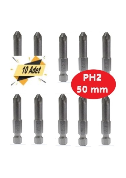 Bits Uç, Yıldız Matkap Ucu PH2X50 mm 10 Adet