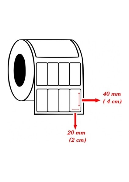 40X20 Yanyana 4 Lü 4000 Sarım Termal Etiket