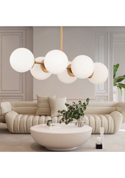 Lema 6Lı Eskitme Modern Yemek Masası Üstü Yatak odası Salon Avize