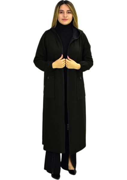 Kadın Kapüşonlu Kışlık Cepli Fermuarlı Kap Tunik BGL-ST03271
