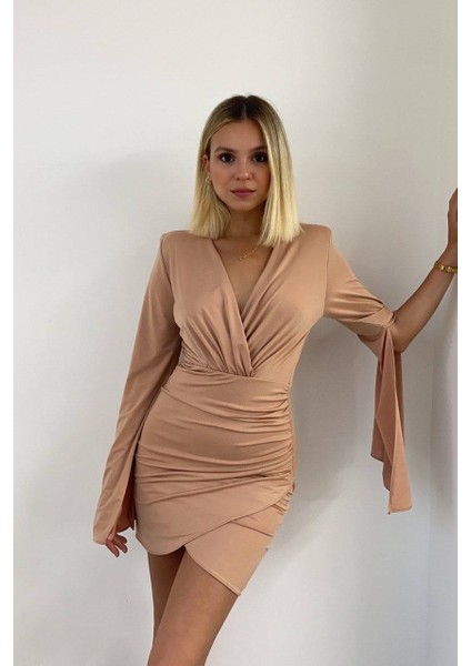 Kadın Drape Detay Mini Elbise