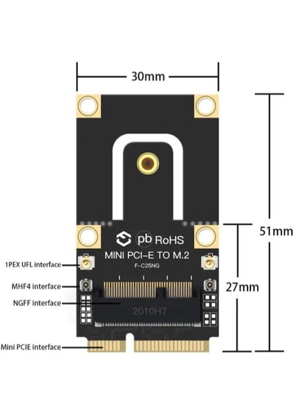 5088 Mini Pci-E Express To M.2 Wifi Wireless Bluetooth Çevirici
