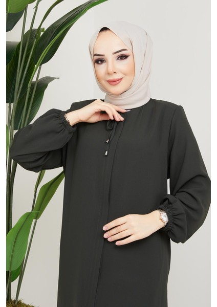 Önü Patlı Büyük Beden Haki Ferace fiyatları