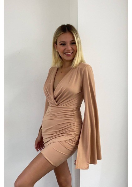 Kadın Drape Detay Mini Elbise