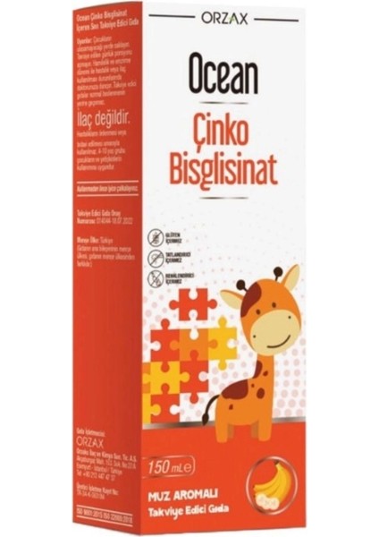 Ocean Çinko Bisglisinat Şurup Muz Aromalı 150 ml