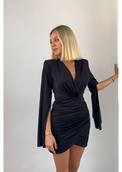 Kadın Drape Detay Mini Elbise