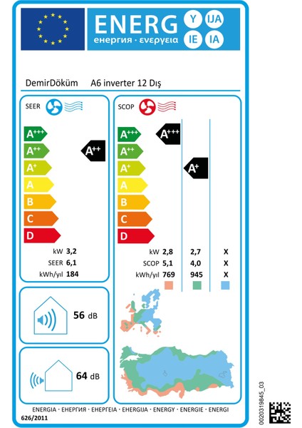 A6 A++ 12000 BTU Inverter Klima fiyatları