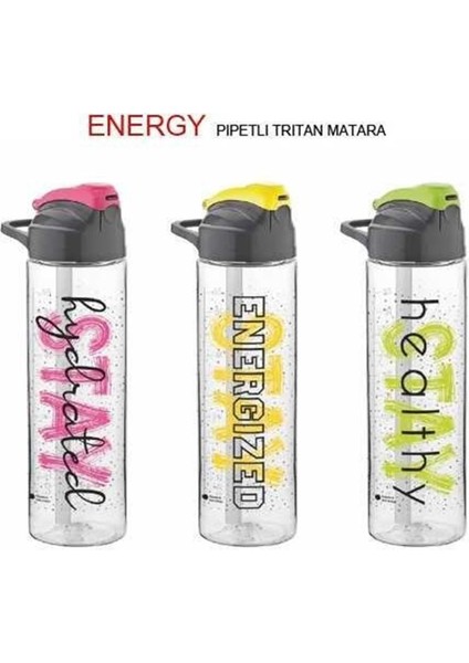 Energy Pipetli 630 Ml Desenli Tritan Matara