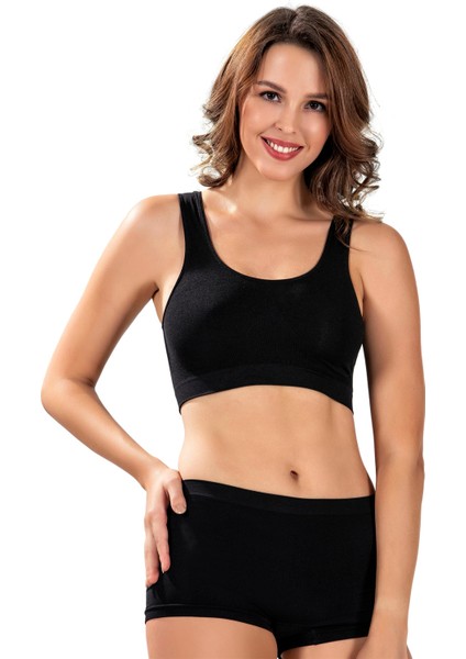 Kalın Askılı Siyah Büstiyer Korse 4507