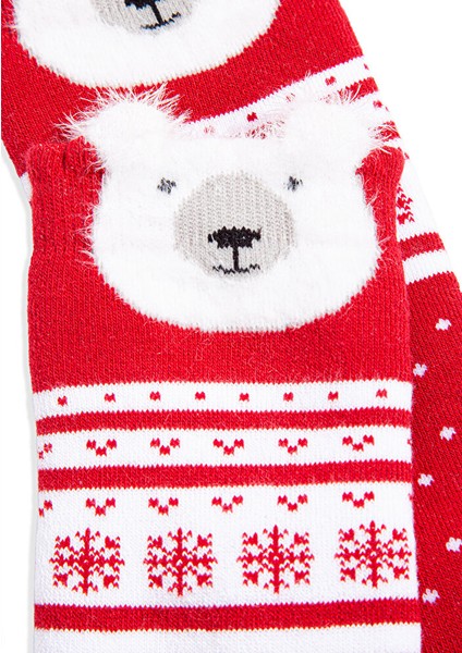 Yılbaşı Temalı Kırmızı Çorap