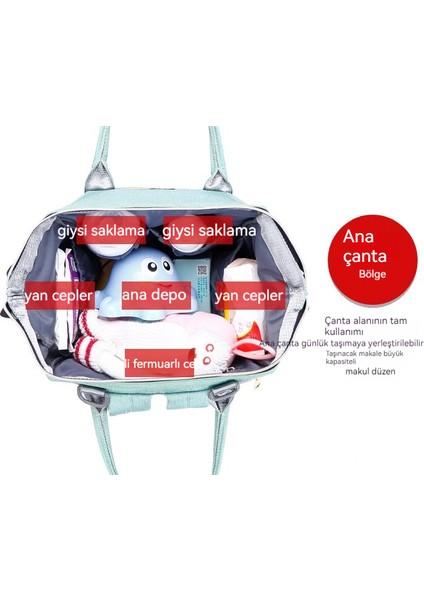 Çok Fonksiyonlu Anne ve Bebek Çantası Büyük Kapasiteli, Su Geçirmez, Taşınabilir Sırt Çantası (Yurt Dışından)