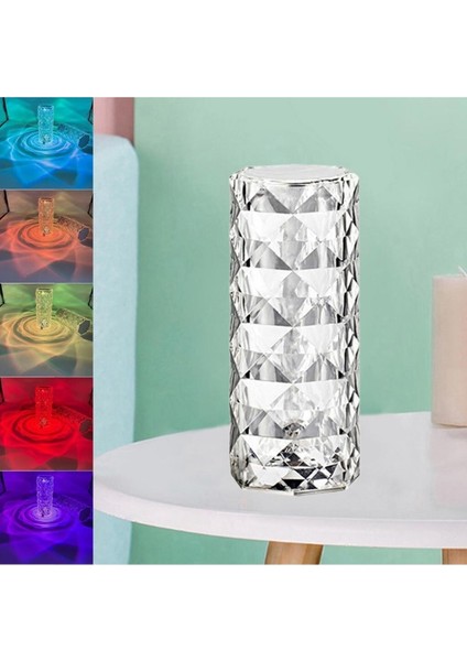 Dekoratif Hediye Ledli USB Şarjlı Dokunmatik Kristal Elmas LED Masa Lambası Kumandalı Rgb Model
