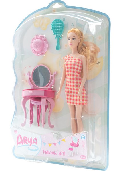 Arya Makyaj Masası Seti Kare Desen Elbiseli