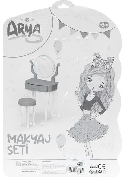 Arya Makyaj Masası Seti Kare Desen Elbiseli