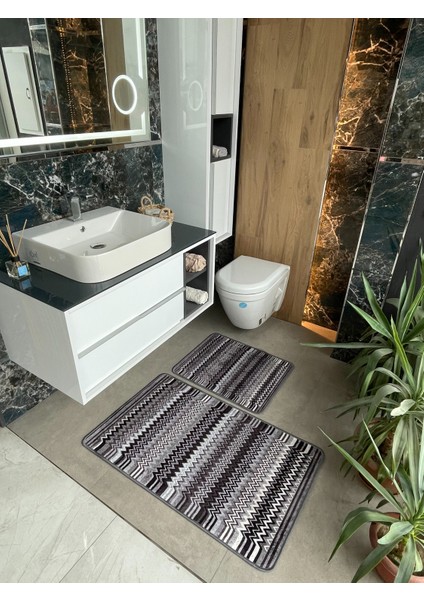 Zigzag Desenli 2 Li Banyo Paspas (60X100 - 60X50)