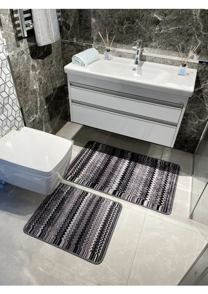 Zigzag Desenli 2 Li Banyo Paspas (60X100 - 60X50)