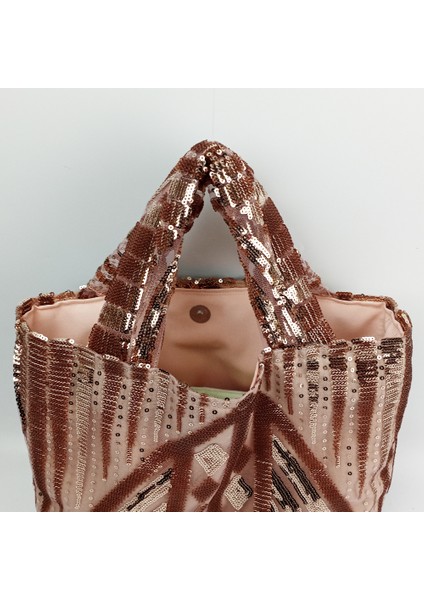 Woody Cord Tasarım Kadın Abiye Çanta - Bronz Payet modelleri