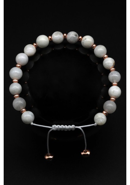 Ay Taşı Doğal Taş Makrome Örme Bileklik