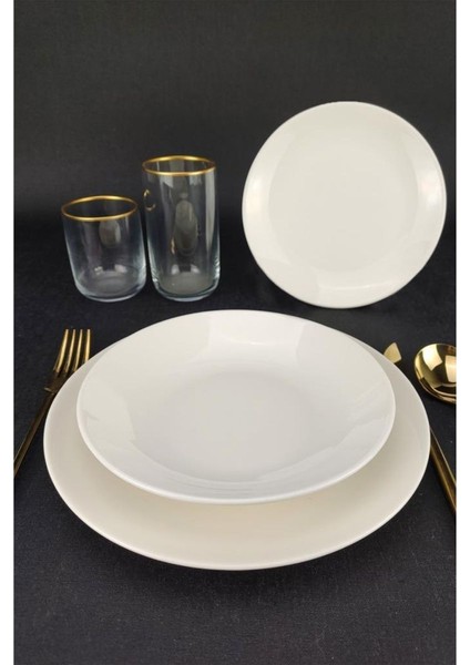 Deniz Form 18 Parça 6 Kişilik Porselen Yemek Takımı Krem - TL4037058 - TL4037010 - TL4034835 C320.225
