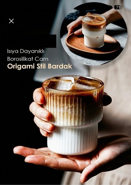 300 ml Isıya Dayanıklı Origami Stil Bardak | Kahve ve Sunum Bardağı | Borosilikat Bardak 300 ml fiyatları