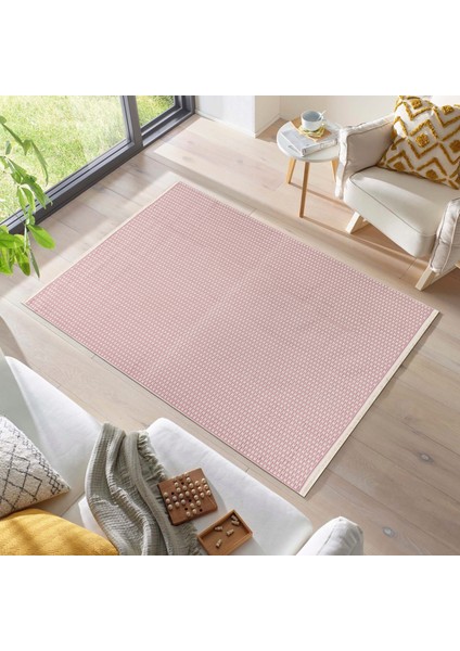 Serenityspace Kaymaz Taban, Yıkanabilir, Katlanabilir, Nefes Alabilir, Pamuk Dokuma Dekoratif Pembe Homesteadart Rugs Kilim