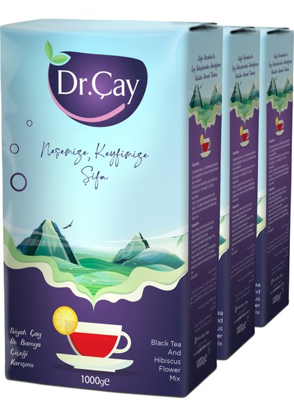 Dr.çay Siyah Çay Ile Bamya Çiçeği Karışımı 1000 gr 3'lü