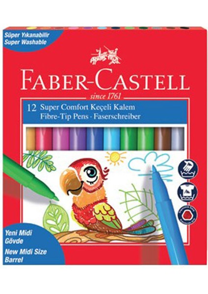 Faber Castell Comfort Keçeli Boya Kalemi 12 Renk Yıkanabilir