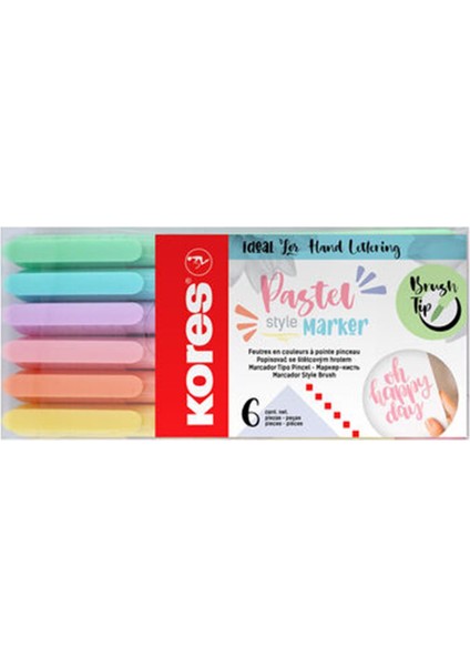 Pastel Fırça Uçlu Marker Kalem Seti 6'Lı
