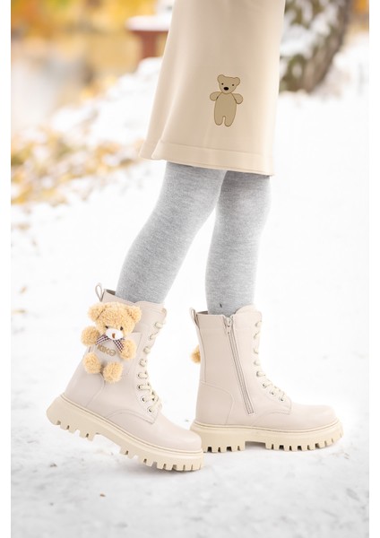 450 Ayıcıklı Fermuarlı Kız Çocuk Günlük Bot Ayakkabı