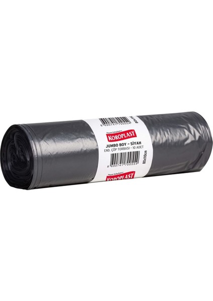 Çöp Torbası Endüstriyel Jumbo Boy 80x110 Siyah 10 lu 400gr