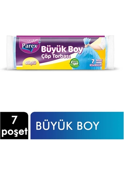 Güçlü Çöp Poşeti Büyük Boy 65 x 80 cm 7 Adet - Mavi