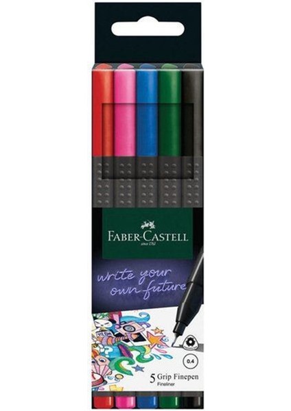 Faber Castell Grip Finepen 0.4 Mm 5'Li Klasik Renkler