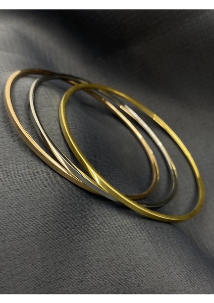 Gold Renk Çelik 3'lü Ajda Bileklik