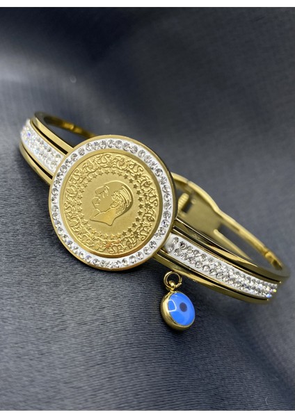 Gold Renk Desenli Kelepçe Bileklik