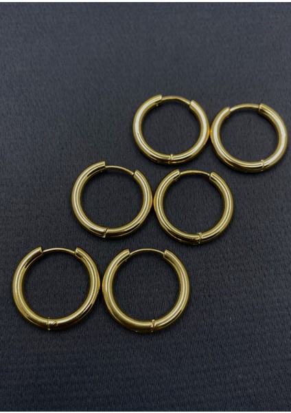 Gold Renk 6'lı Boru Halka Küpe Seti