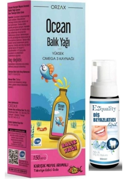 Ocean Omega3 Şurup 150 Ml - Karışık Meyve Aromalı - Diş Beyazlatıcı Köpük