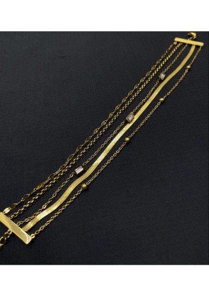 Gold Renk Çoklu Çelik Bileklik