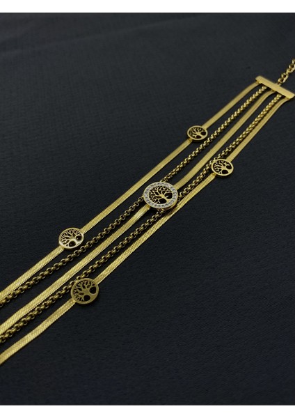 Gold Renk Çoklu Şekilli Çelik Bileklik