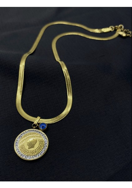 Gold Renk Italyan Zincirli Çelik Kolye