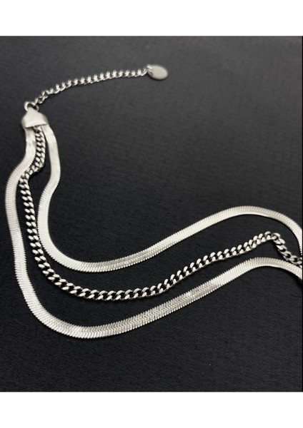 Gümüş Renk Çoklu Çelik Bileklik