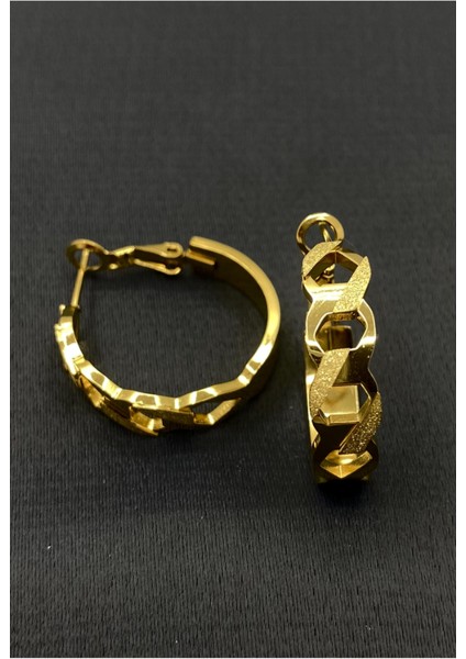 Gold Renk Şekilli Halka Çelik Küpe