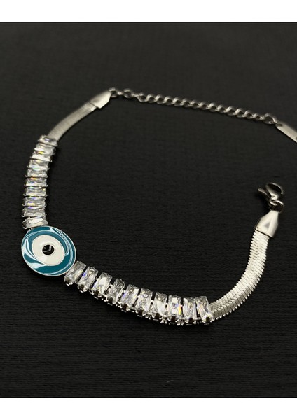 Gümüş Renk Su Yolu Çelik Bileklik